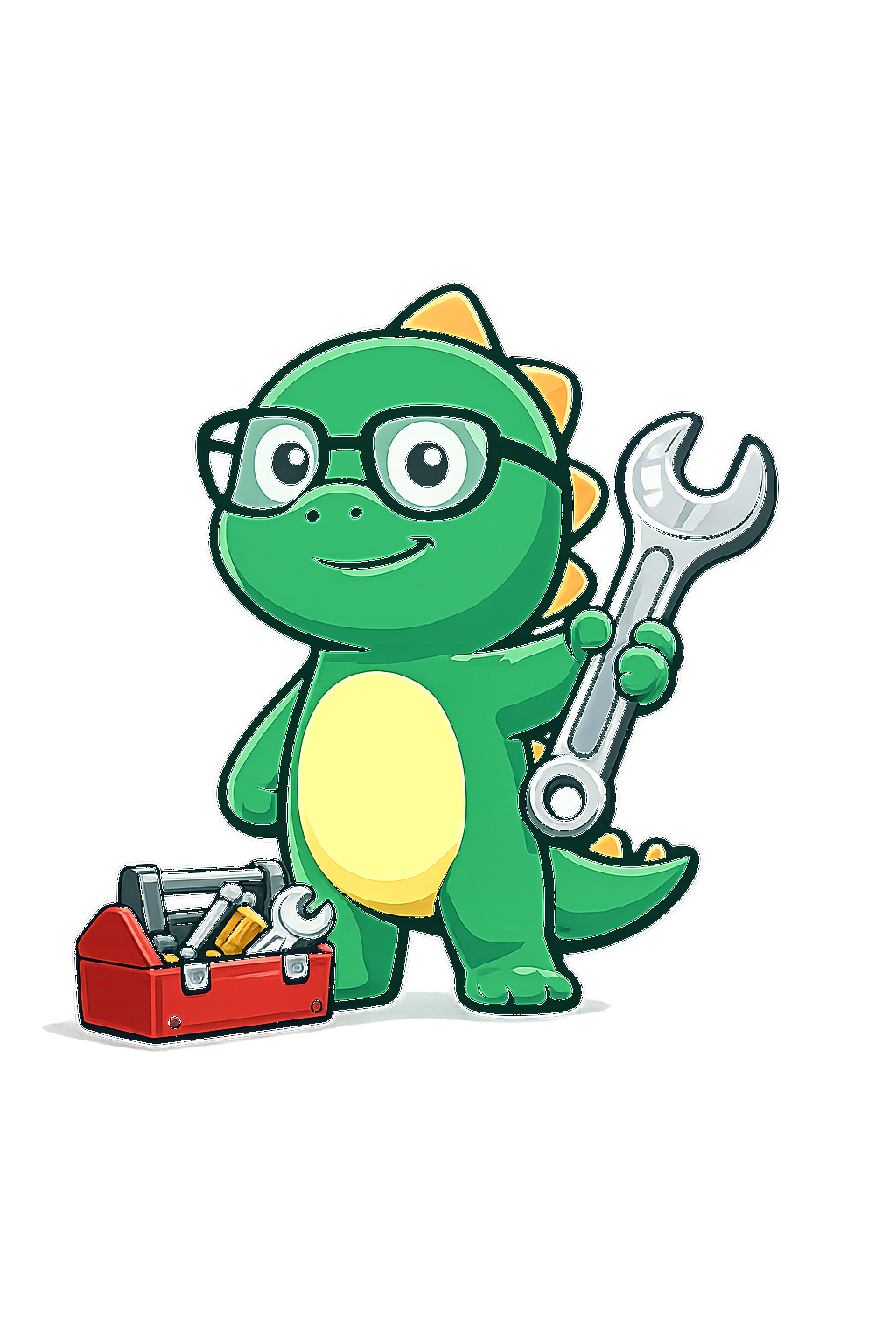 Rory, the GeoRoar mascot, holding a wrench